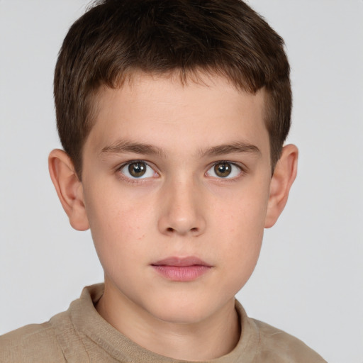 Neutral white child male with short  brown hair and brown eyes