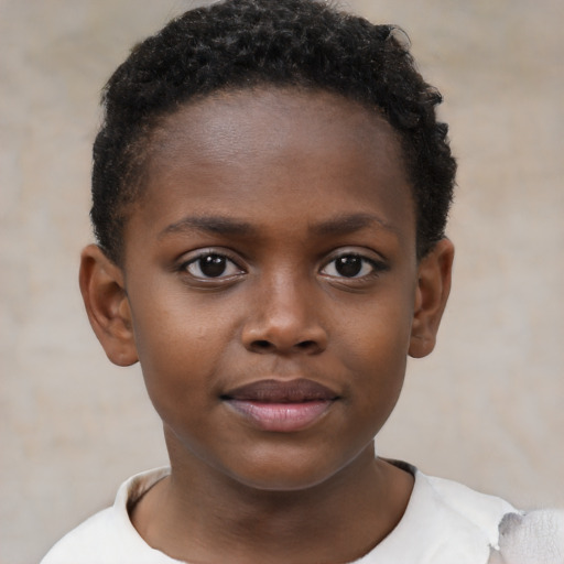 Neutral black child female with short  brown hair and brown eyes