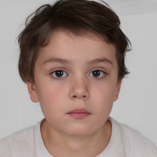 Neutral white child female with short  brown hair and brown eyes