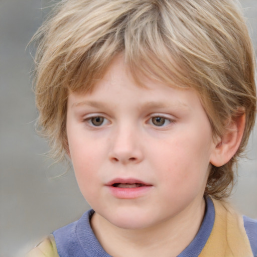 Neutral white child female with medium  brown hair and blue eyes