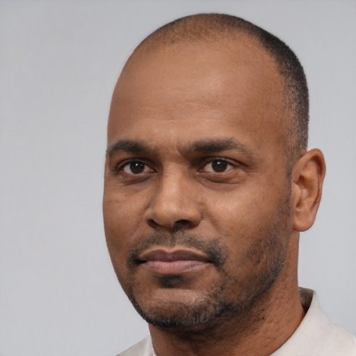 Neutral latino adult male with short  black hair and brown eyes