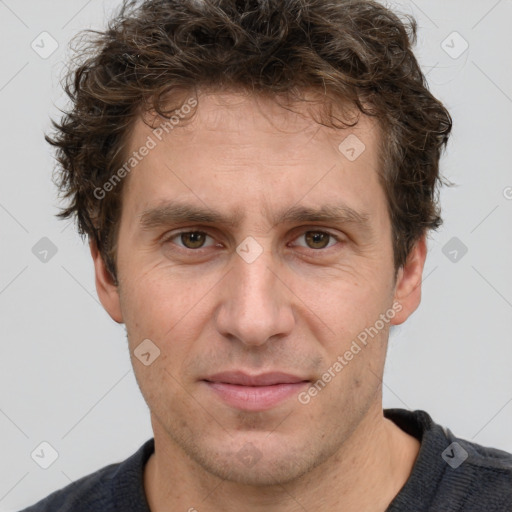 Neutral white adult male with short  brown hair and brown eyes