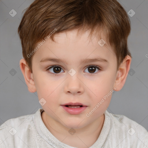 Neutral white child male with short  brown hair and brown eyes