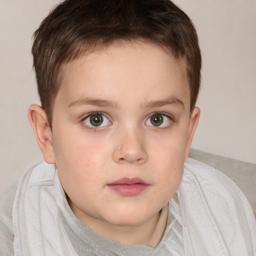 Neutral white child female with short  brown hair and blue eyes