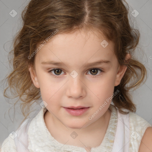 Neutral white child female with medium  brown hair and brown eyes