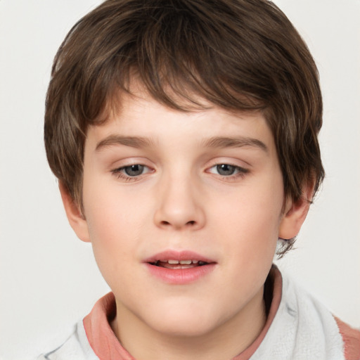 Neutral white child male with medium  brown hair and brown eyes