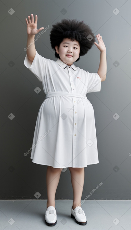 South korean child girl with  white hair