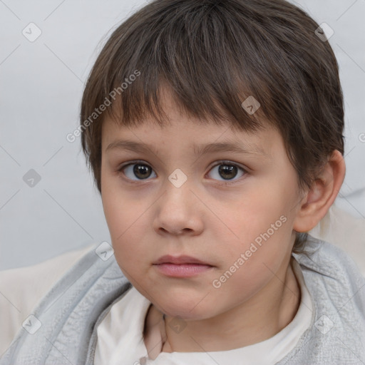 Neutral white child female with short  brown hair and brown eyes