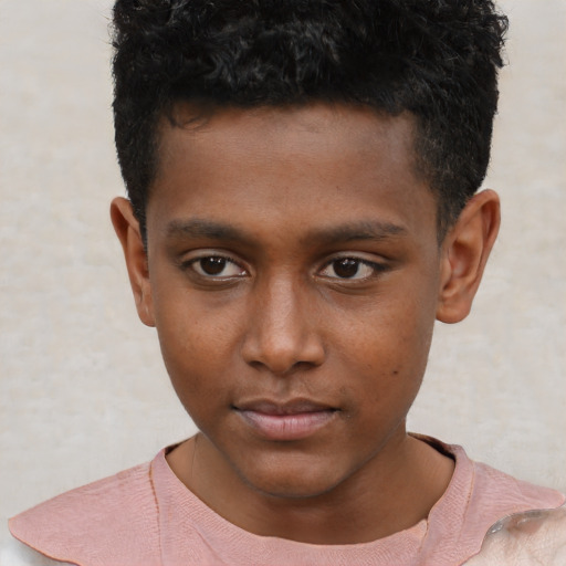 Neutral black child male with short  brown hair and brown eyes