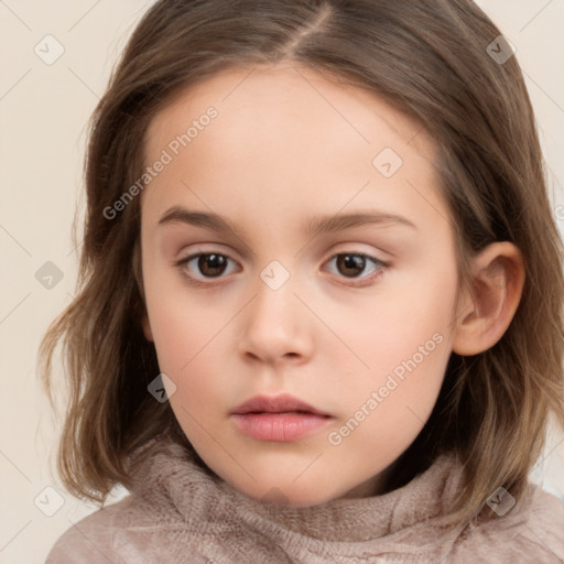 Neutral white child female with medium  brown hair and brown eyes