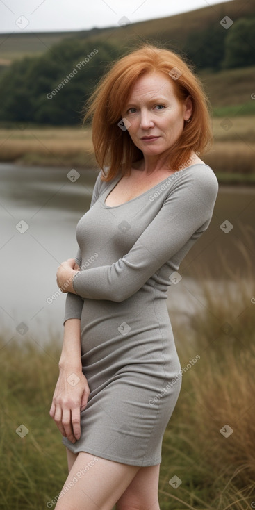 Belgian middle-aged female with  ginger hair