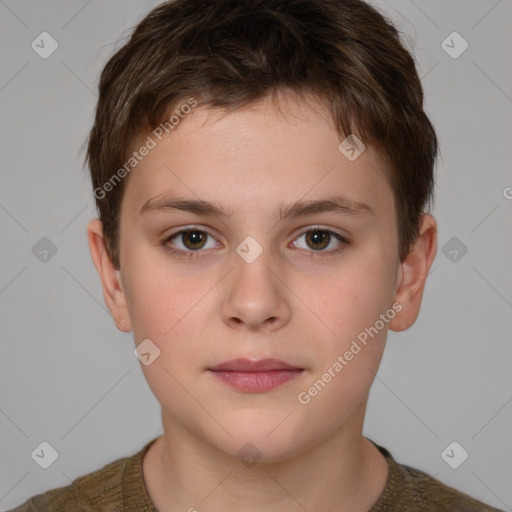 Neutral white child male with short  brown hair and brown eyes