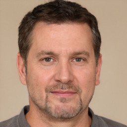 Neutral white adult male with short  brown hair and brown eyes
