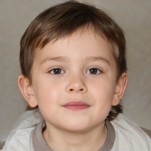 Neutral white child male with medium  brown hair and brown eyes