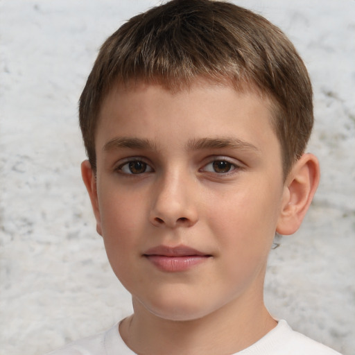 Neutral white child male with short  brown hair and brown eyes