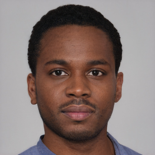 Neutral black young-adult male with short  brown hair and brown eyes