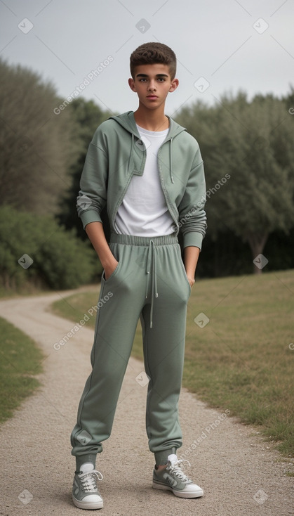 Spanish teenager boy with  gray hair