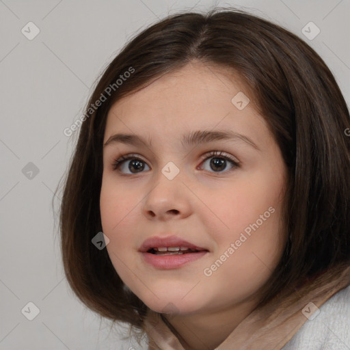 Neutral white child female with medium  brown hair and brown eyes