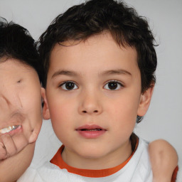 Neutral white child female with short  brown hair and brown eyes