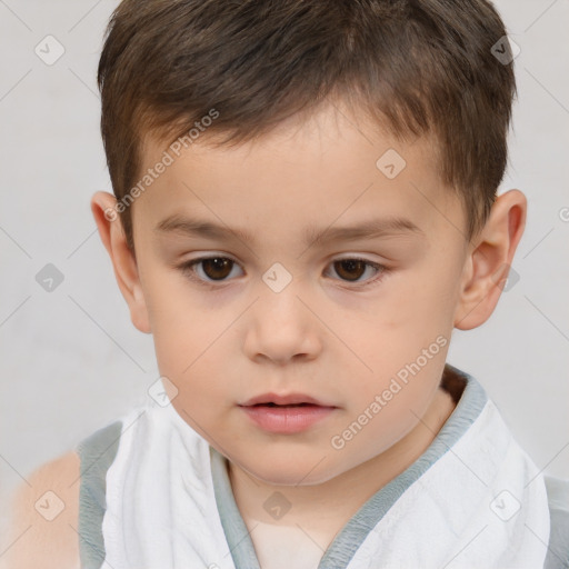 Neutral white child male with short  brown hair and brown eyes