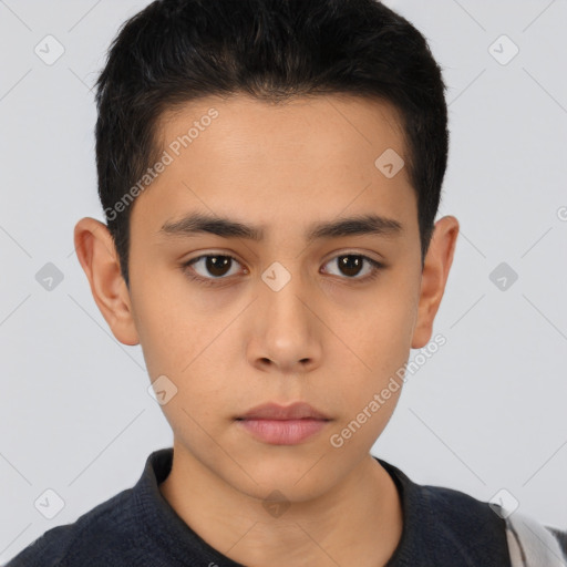 Neutral asian young-adult male with short  brown hair and brown eyes