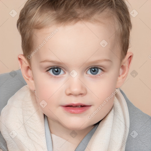 Neutral white child female with short  brown hair and brown eyes