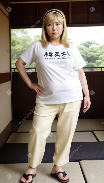 Japanese middle-aged female with  blonde hair