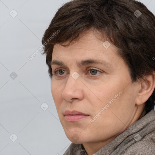 Neutral white adult male with short  brown hair and brown eyes