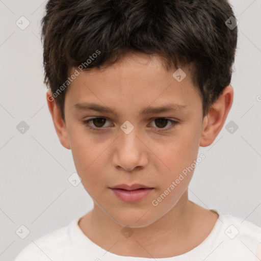 Neutral white child male with short  brown hair and brown eyes