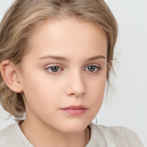 Neutral white child female with medium  brown hair and brown eyes