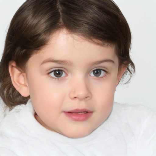 Neutral white child female with medium  brown hair and brown eyes