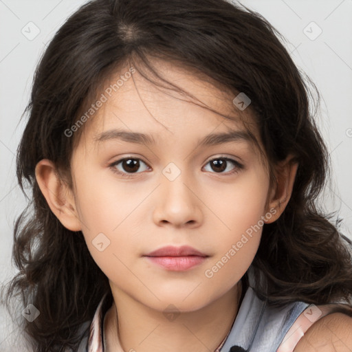 Neutral white child female with medium  brown hair and brown eyes