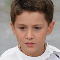 Neutral white child male with short  brown hair and brown eyes