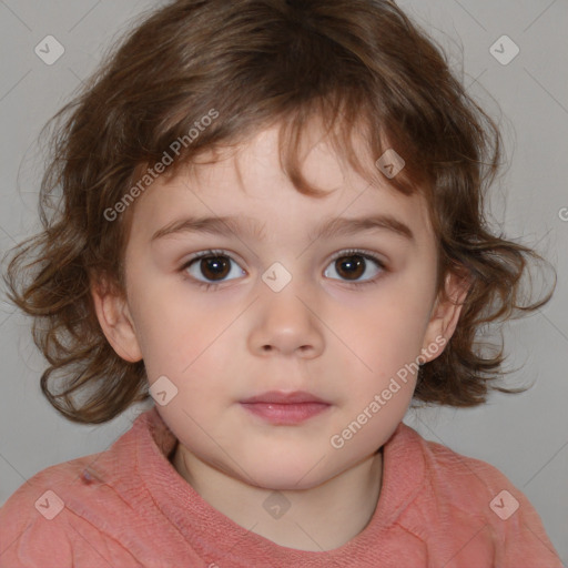 Neutral white child female with medium  brown hair and brown eyes