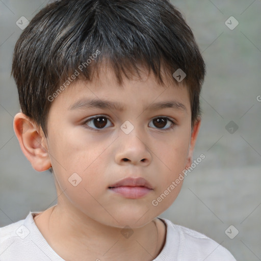 Neutral white child male with short  brown hair and brown eyes