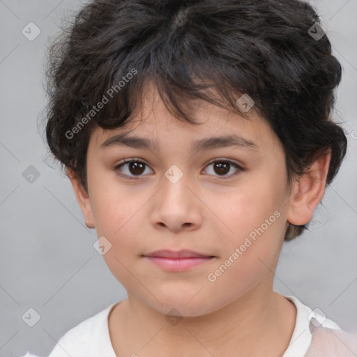 Neutral white child female with short  brown hair and brown eyes