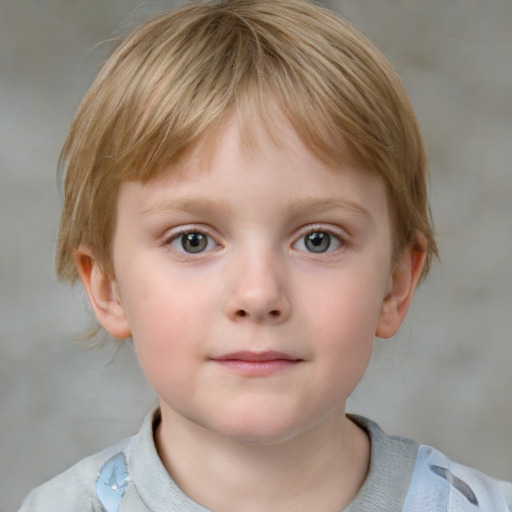 Neutral white child male with short  brown hair and grey eyes