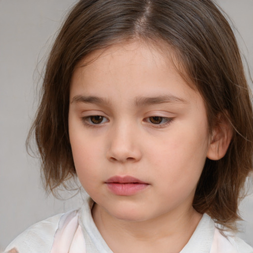 Neutral white child female with medium  brown hair and brown eyes