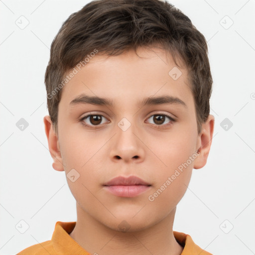 Neutral white child male with short  brown hair and brown eyes