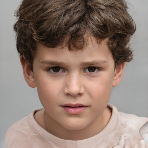 Neutral white child male with short  brown hair and brown eyes