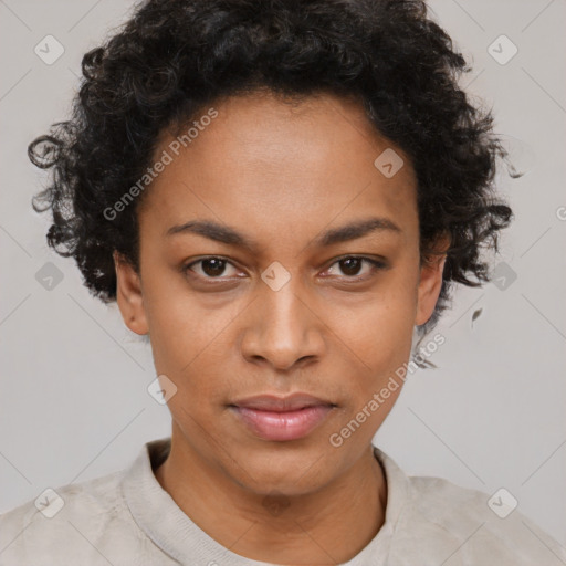 Neutral black young-adult female with short  brown hair and brown eyes