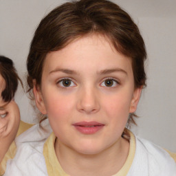 Neutral white child female with medium  brown hair and brown eyes