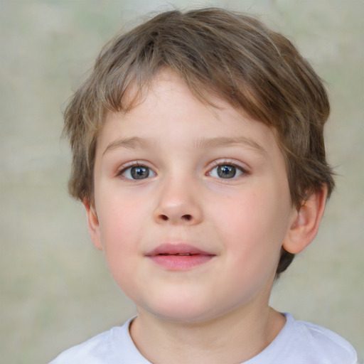 Neutral white child female with short  brown hair and brown eyes