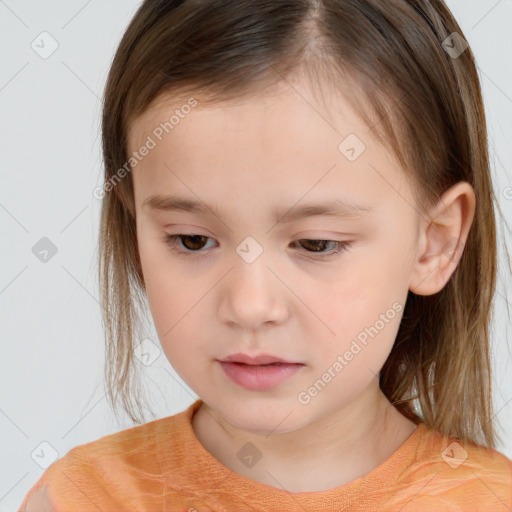 Neutral white child female with medium  brown hair and brown eyes