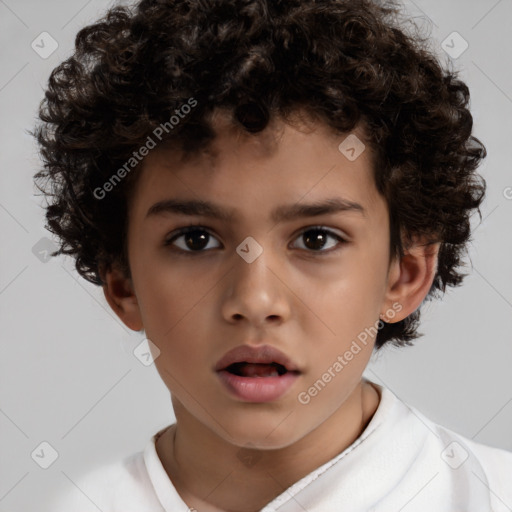 Neutral white child male with short  brown hair and brown eyes