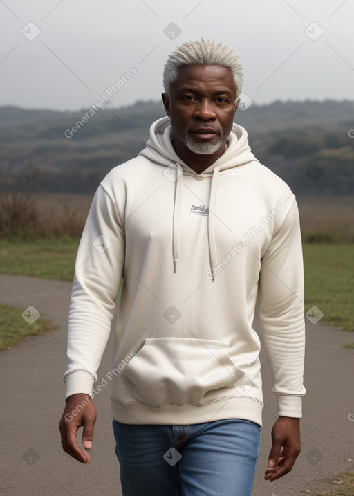 Nigerian middle-aged male with  white hair