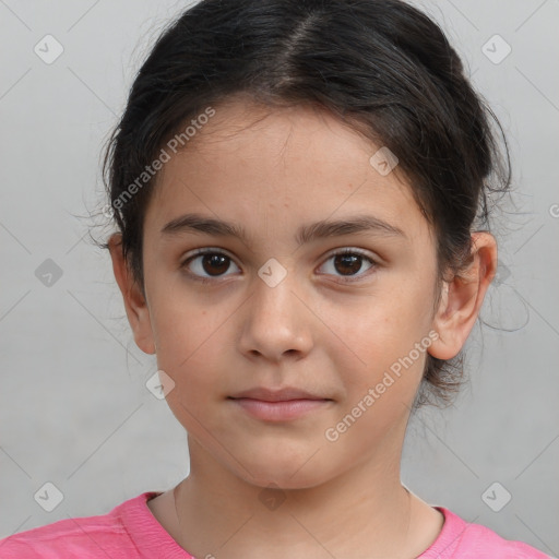 Neutral white child female with short  brown hair and brown eyes