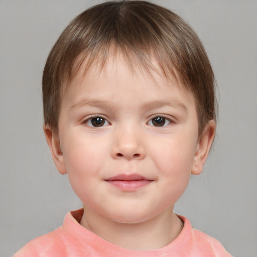 Neutral white child female with short  brown hair and brown eyes