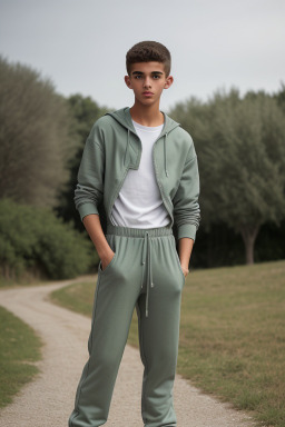 Spanish teenager boy with  gray hair