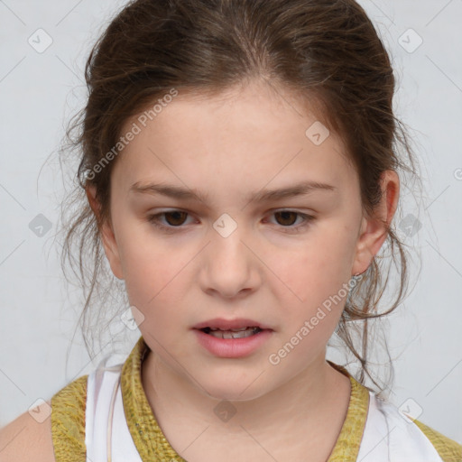 Neutral white child female with medium  brown hair and brown eyes